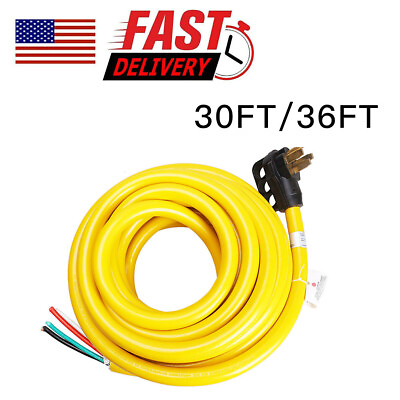 #ad 30 36 ft RV Generator Power Cord 50 Amp Extension Cord L14 50P to Bare Wire USA $87.59