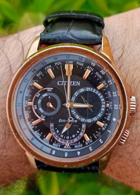 #ad Citizen Eco Drive 8729 R005995 Chronograph 44mm Black Dial Rose Gold Watch $199.99