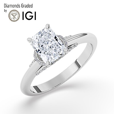 #ad #ad IGI1.50 CT Solitaire Lab Grown Radiant Diamond Engagement Ring 18K White Gold $1672.00