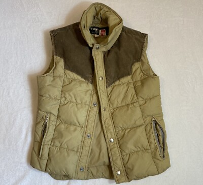 #ad Vintage Men’s Tempco Goose Down Medium Quilted Tan And brown Made In USA Vest $29.99