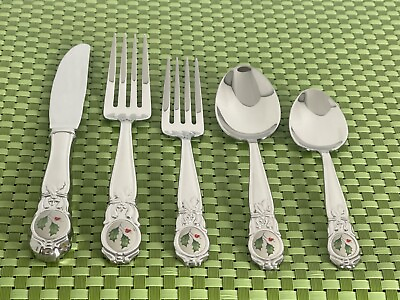 #ad Lenox HOLIDAY PLATINUM Stainless Glossy 18 8 18 10 Holly Flatware CHOICE E77N $10.85