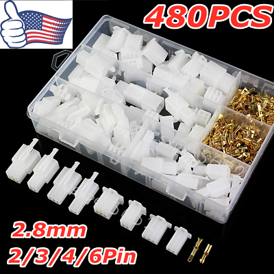 #ad 480Pcs Motorcycle Car Electrical 2.8mm 2 3 4 6 Pin Wire Auto Connectors Set $16.69
