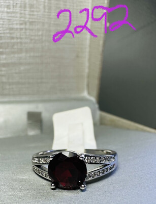 #ad NWT Radiant Garnet W Split Accented Silver Colored Band Sz9 Reign Reveal Ring $18.00