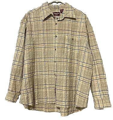 #ad Company One Cotton Long Sleeve Button Down Shirt Yellow Plaid Stretch Sz 2XL $14.99