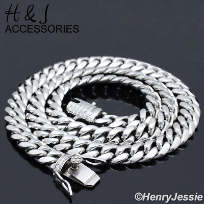 18quot; 40quot;MEN Stainless Steel 7mm Silver ICY CZ Miami Cuban Curb Chain Necklace*158 $37.99