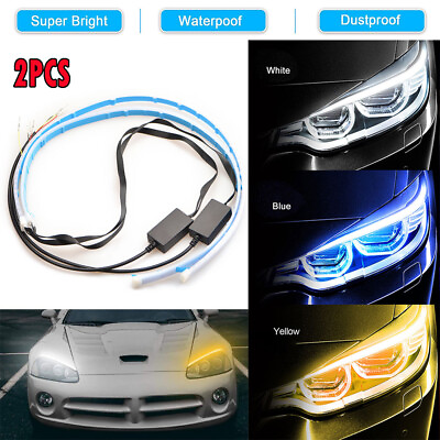 #ad Turn Signal Light Strip Auto Motorcycle LED DRL Sequential Lamp Amber Blue White $14.72