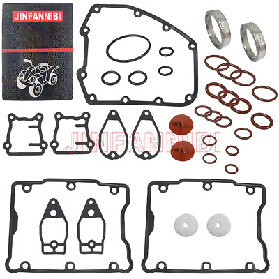 #ad Rocker Box Tappet Cover Exhaust Gasket Ring Seal Kit Set for Harley TWIN CAM $39.88