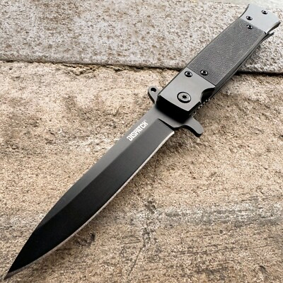 #ad 8.5quot; Military Black Spring Assisted Open Folding Pocket Knife G10 Handle Blade $12.30