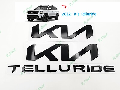 3PC Gloss Black KN Front Rear Telluride Emblem Badge Fit 2022 2024 KIA Telluride $99.80
