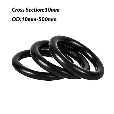 #ad Metric Black Rubber O Rings 80mm 500mm Outside Dia Nitrile O Ring 10mm Thick $71.25