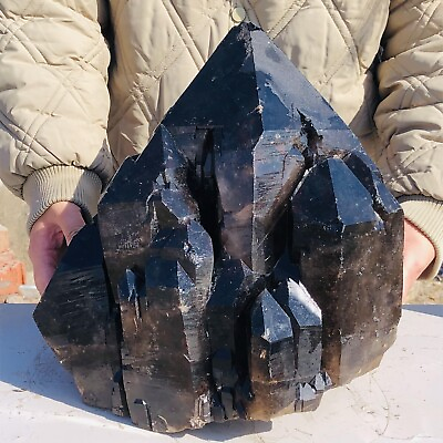 #ad 58lb Giant Natural Smoked Quartz Black Backbone Crystal Cluster Mineral Specimen $3900.00