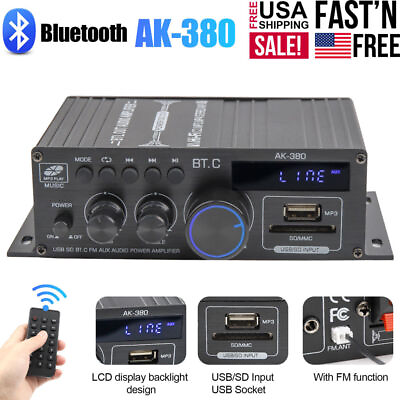 #ad 800W 2 Channel bluetooth Mini HIFI Power Amplifier Audio Stereo Amp Home Car FM $21.39