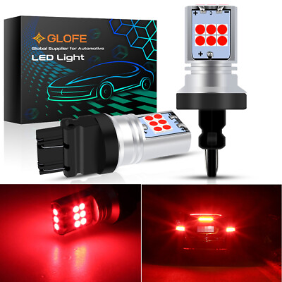 #ad 2X GLOFE 3157 Red LED Turn Signal Rear Tail Lights Bulbs 15 3030SMD Bright Lamps $11.36