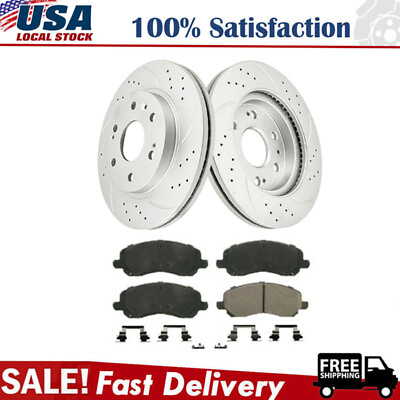 #ad Front DRILLED Rotors Ceramic Brake Pads for Jeep Patriot Compass Caliber Avenger $97.64