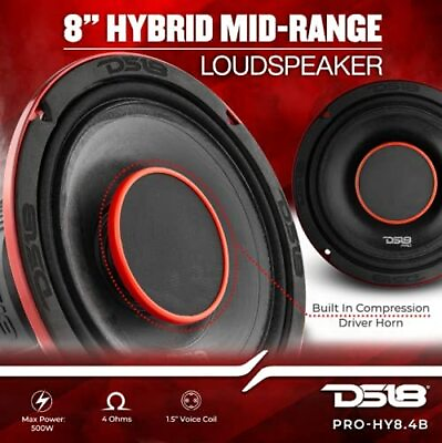 #ad DS18 500 Watt 4 Ohm PRO 8quot; Hybrid Mid Range Loudspeaker Built in Driver Speaker $89.99