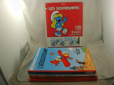 #ad Peyo Histoires de Schtroumpfs Smurfs 7 Volumes Comic Strips TEXT IN FRENCH $39.95