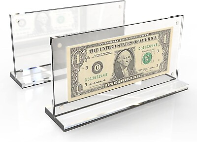 #ad 2 Pack Acrylic Bill Display Currency Frame for Collectors Paper Money Protector $23.51