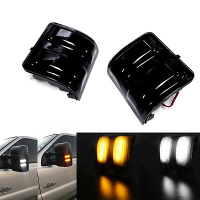 #ad 2 Smoke Side Mirror Amber White LED Signal Light For Ford F250 350 450 550 Super $25.99