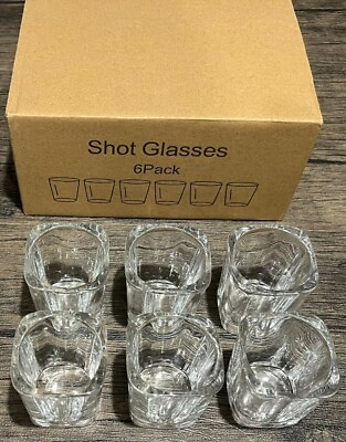 #ad 6 Pack Heavy Base Shot Glasses Set 2.2 oz Clear Shot Glasses Bulk $18.00