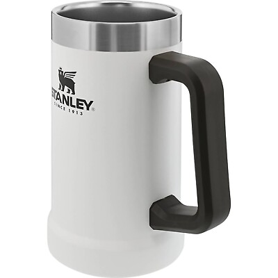 #ad Stanley Mug 24 oz White Black Silver Insulated Adventure Big Grip Beer Stein $19.99