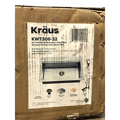 #ad KRAUS Kore Station 32 inch Drop In or Undermount Stainless Steel Kitchen Sink $449.00