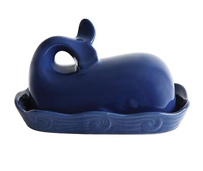 #ad Dark Blue Whale Shaped Butter Dish with Lid $13.39