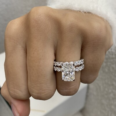 #ad Diamond Radiant Ring Set VS1 F IGI Certified 5.8 Ct Labcreated 18K White Gold $5312.99