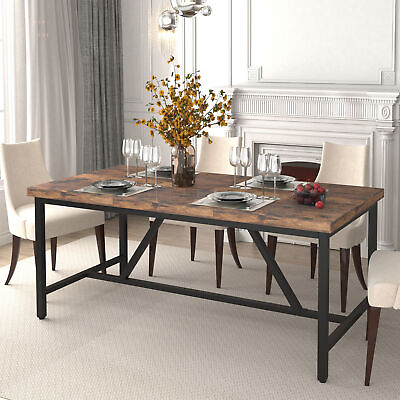 #ad 71quot; Wood Dining Table Rectangular Kitchen Table For 6 People Home Furniture $127.29