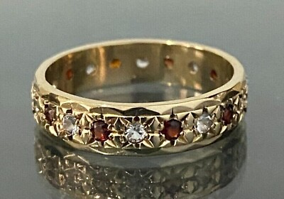 #ad 2CT Round Simulated Red Garnet Vintage Style Engagement Ring 14K Yellow Gold FN $51.10