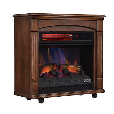 #ad Indoor Rolling Mantel W 3D Infrared Quartz Electric Fireplace Adjustable Timer $232.50