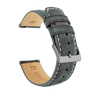 #ad Slate Grey Suede Beige Stitching Watch Band Watch Band $47.99