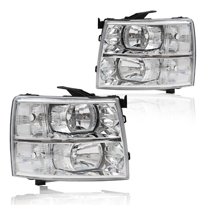 #ad Fit For 07 13 Chevy Silverado 1500 2500 3500 Clear Corner Headlights Replacement $68.80