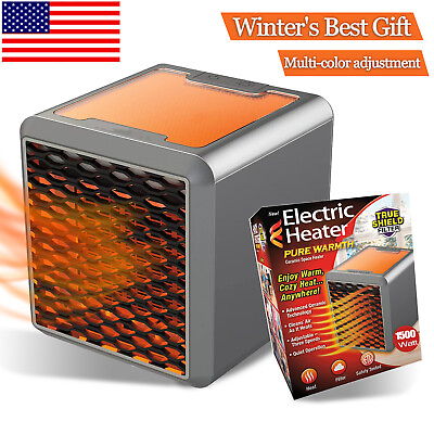 #ad Electric Heater Pure Warmth 1500W Portable Ceramic Space Heater BLUE $8.99