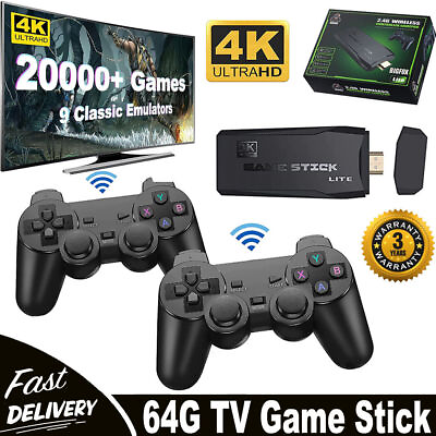 #ad #ad Video Game Console Retro 40000 Games TV Stick 64G 4K HDMI 2Wireless Controllers $22.99