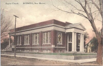 #ad Lithograph Roswell NM Street Scene Baptist Church early 1900s $26.99