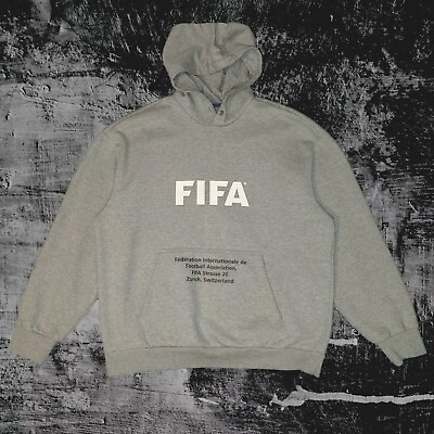 #ad Vintage Fifa Futbol Hoodie Mens XL Gray Thick Heavyweight Sweater Sweatshirt $55.00