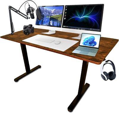 #ad 44#x27;#x27; 55quot; Adjustable Electric Desk Computer Home Office Table Power Outlet $194.99