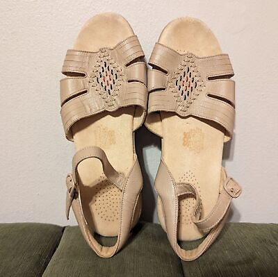 #ad SAS Huarache Tripad Comfort Natural Beige Cream leather Slingback Sandals USA $34.00