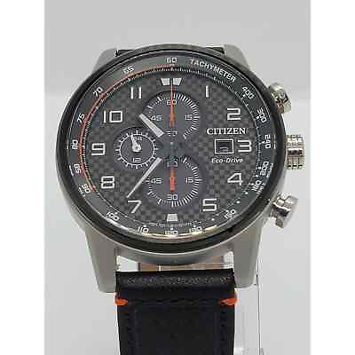 #ad Citizen Eco Drive B612 R009001 Chronograph Genuine Leather Tachymeter Mens Watch $655.33