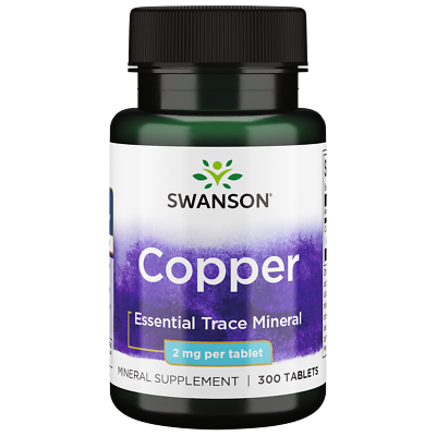 #ad Swanson Copper Essential Trace Mineral Organ amp; Tissue Health 2 mg 300 Tabs $8.75