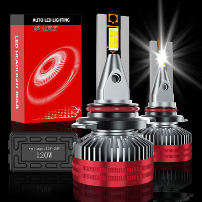 #ad 9012 Led Headlight Bulbs 120W 40000Lumens Super Bright 6700K High Low Beam x2 $25.64