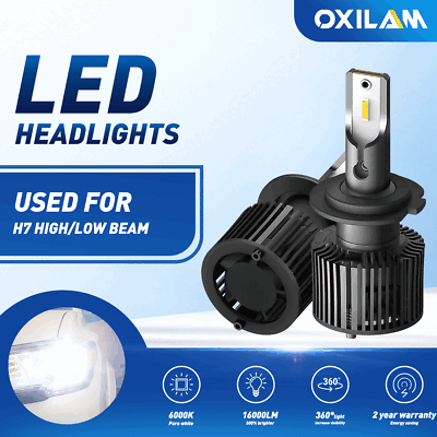 #ad H7 6000K CSP LED Headlight Hyper White High Low Beam Light Bulbs Power Lamp $11.96