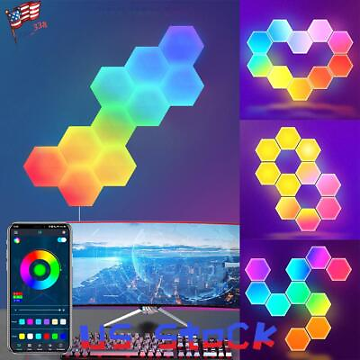 #ad RGBIC Hexagon Smart LED Hexagon Wall Sconces Music Sync LED Light Wall Panels US $31.44