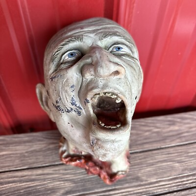 #ad Vintage Halloween Creepy Zombie Face Head Realistic Rubber Prop Haunted House $47.99