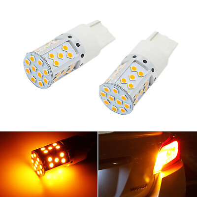 #ad No Resistor Required Amber 21W 7440 LED Bulbs For Front Rear Turn Signal Lights $26.99