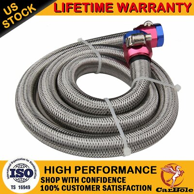 Flexible 3 8 in Stainless Steel Braided Brake Gas Oil Fuel Line Hose Universal $15.99