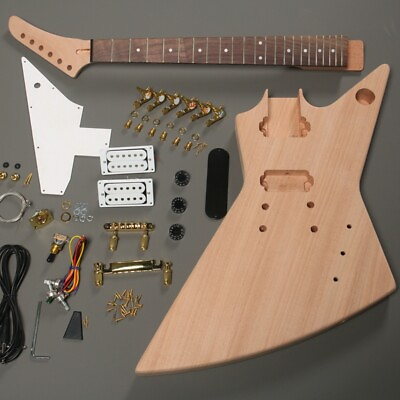 #ad Unfinished Electric Guitar Solid Rosewood Fretboard DIY Gold Hardware HH Pickups $208.00
