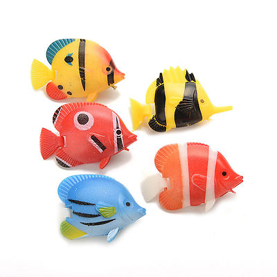 #ad 5x Plastic Artificial Swimming Fake Vivid Fish Ornament for Aquarium Ta $6.69