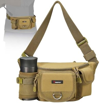 #ad Fishing Tackle Bag with Adjustable Waist Strap Portable Multi function Khaki $34.41