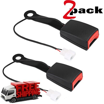 #ad 2x Car Driver Front Seat Belt Buckle Socket Plug Clip Connector w Warning Cable $15.29